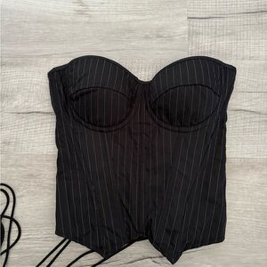 Black Pinstripe Women's Bustier Top
